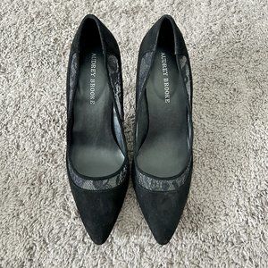 Audrey Brooke Mindy Suede Heel: Black and Lace
